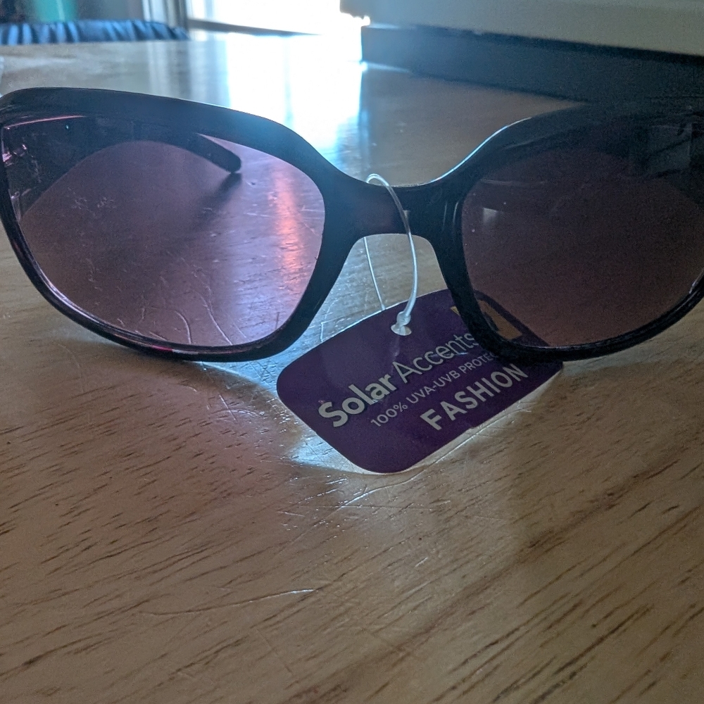 Solar Accents Black Embellished Sunglasses